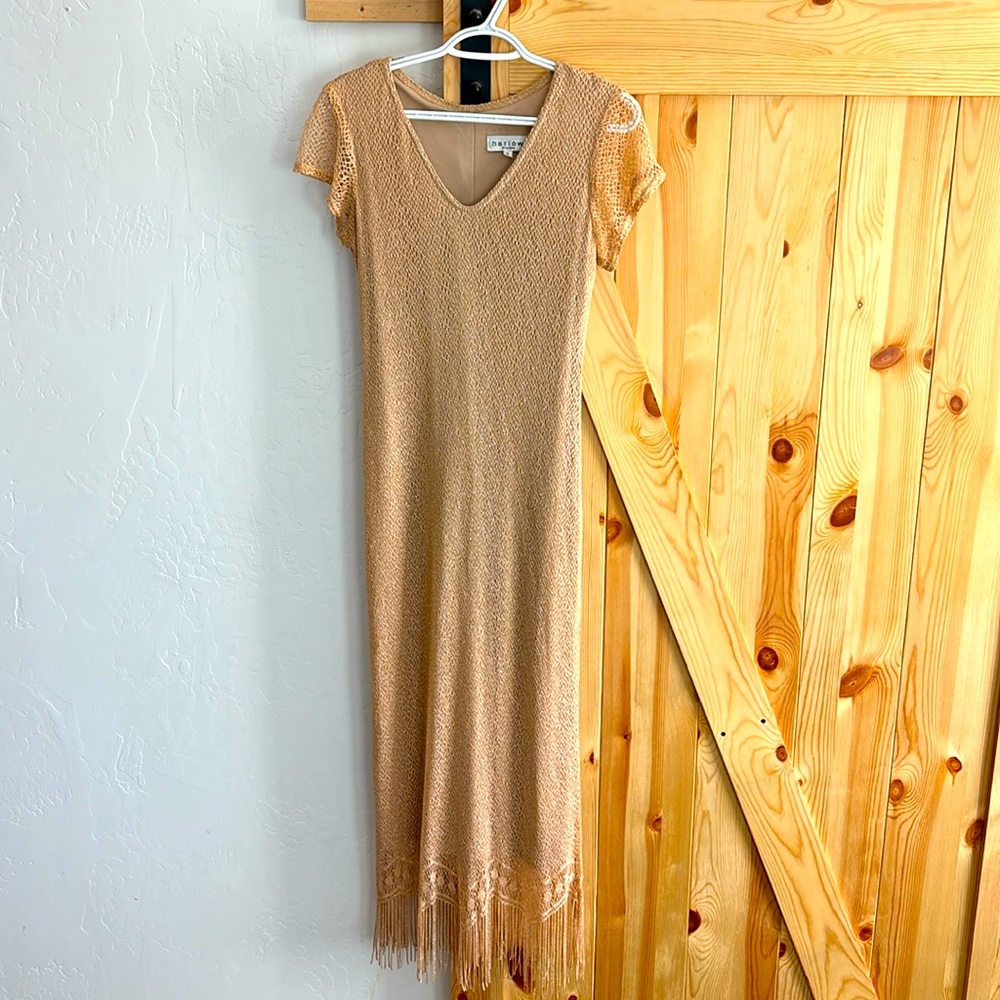 Women’s Gold Dress with Fringe